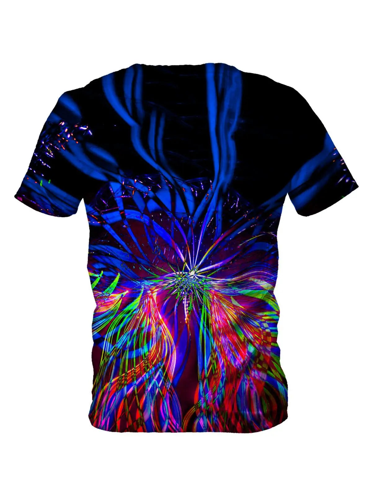 Back view of all over print psychedelic fractal t shirt by Gratefully Dyed Apparel.