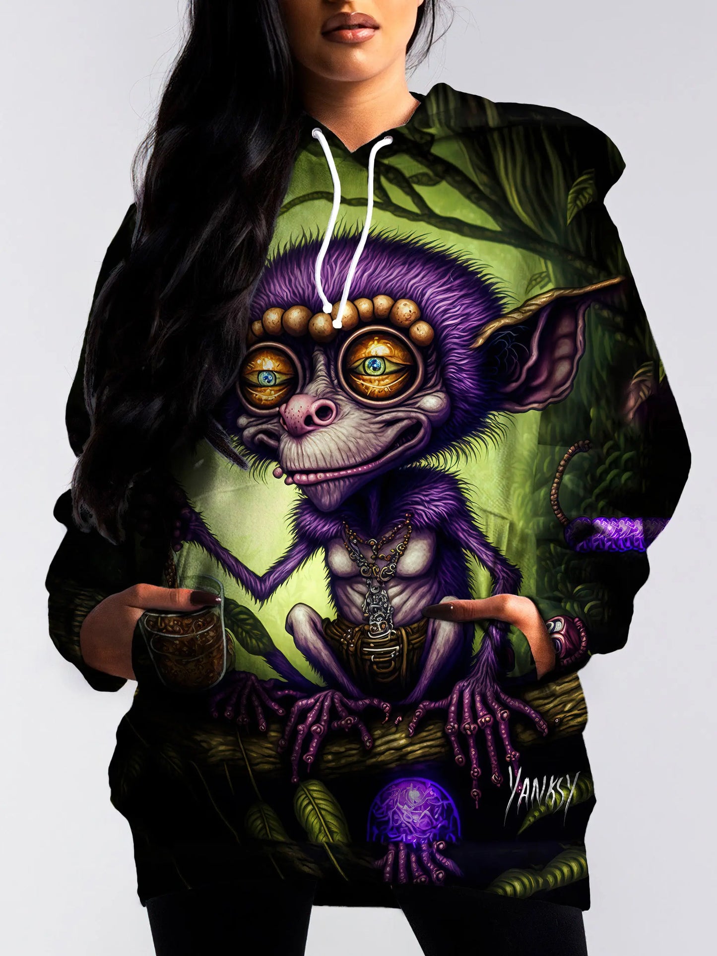 Stay warm and stylish at your next rave with this cozy pullover hoodie