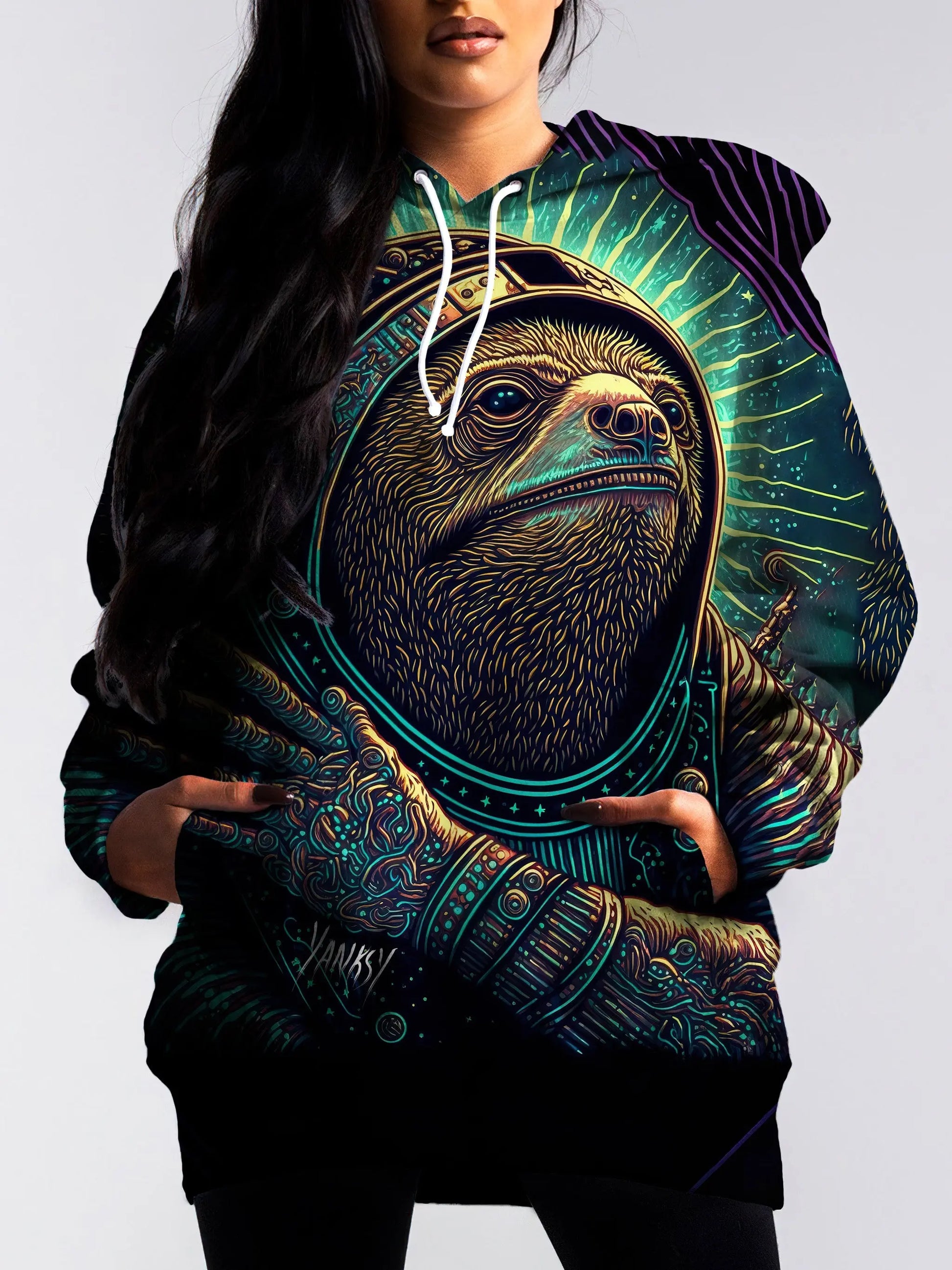 Make a splash with this bold and colorful psychedelic sublimation pullover hoodie