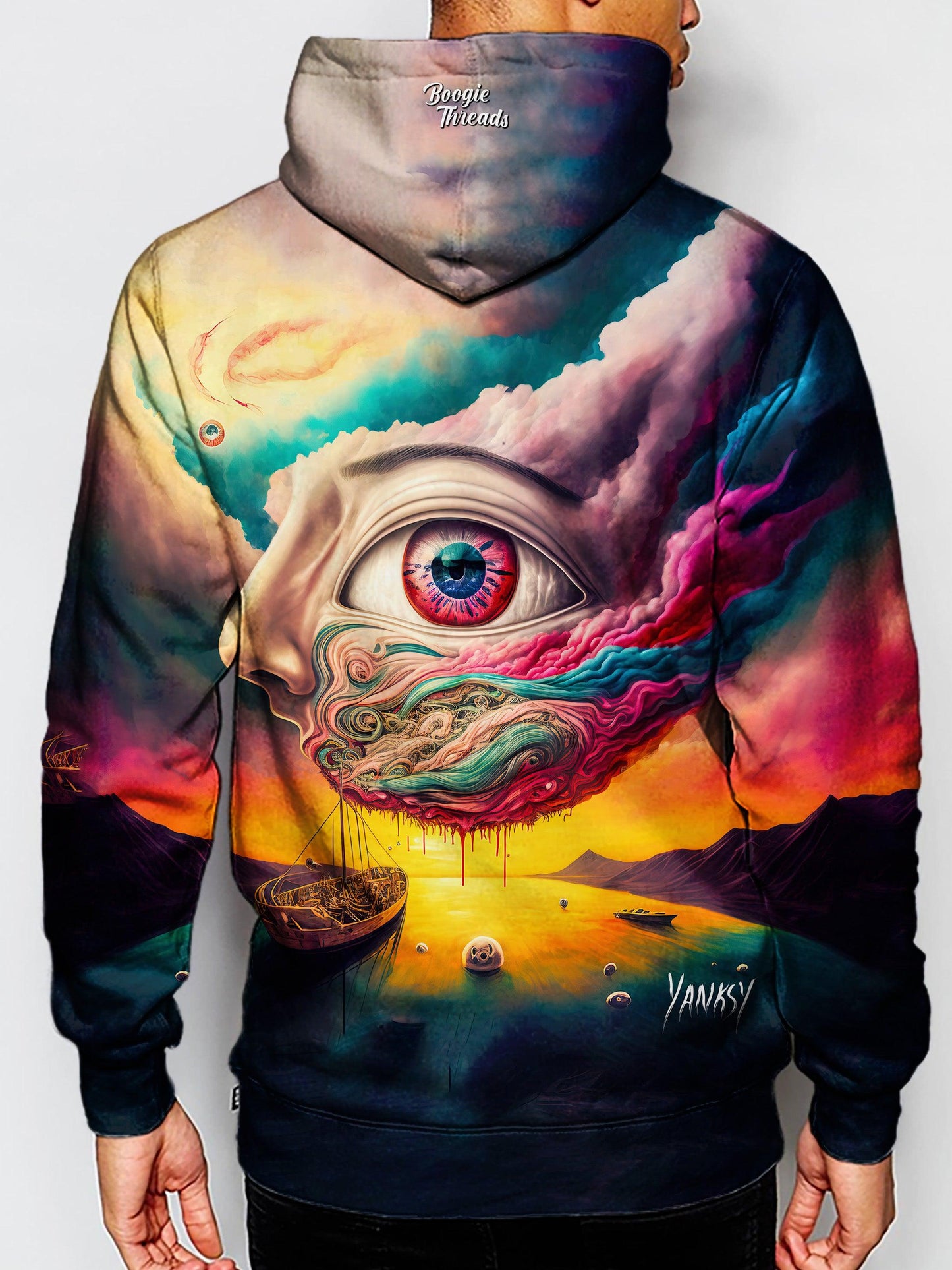 Turn heads wherever you go with this mesmerizing and trippy hoodie