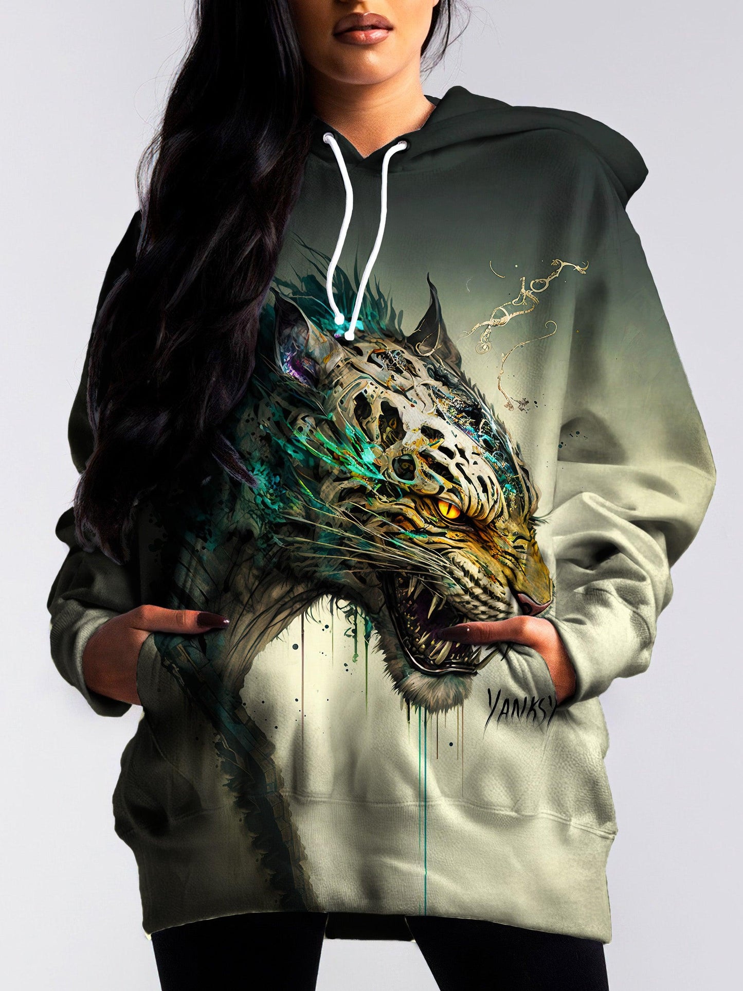 Stay warm and stylish at your next rave with this cozy pullover hoodie