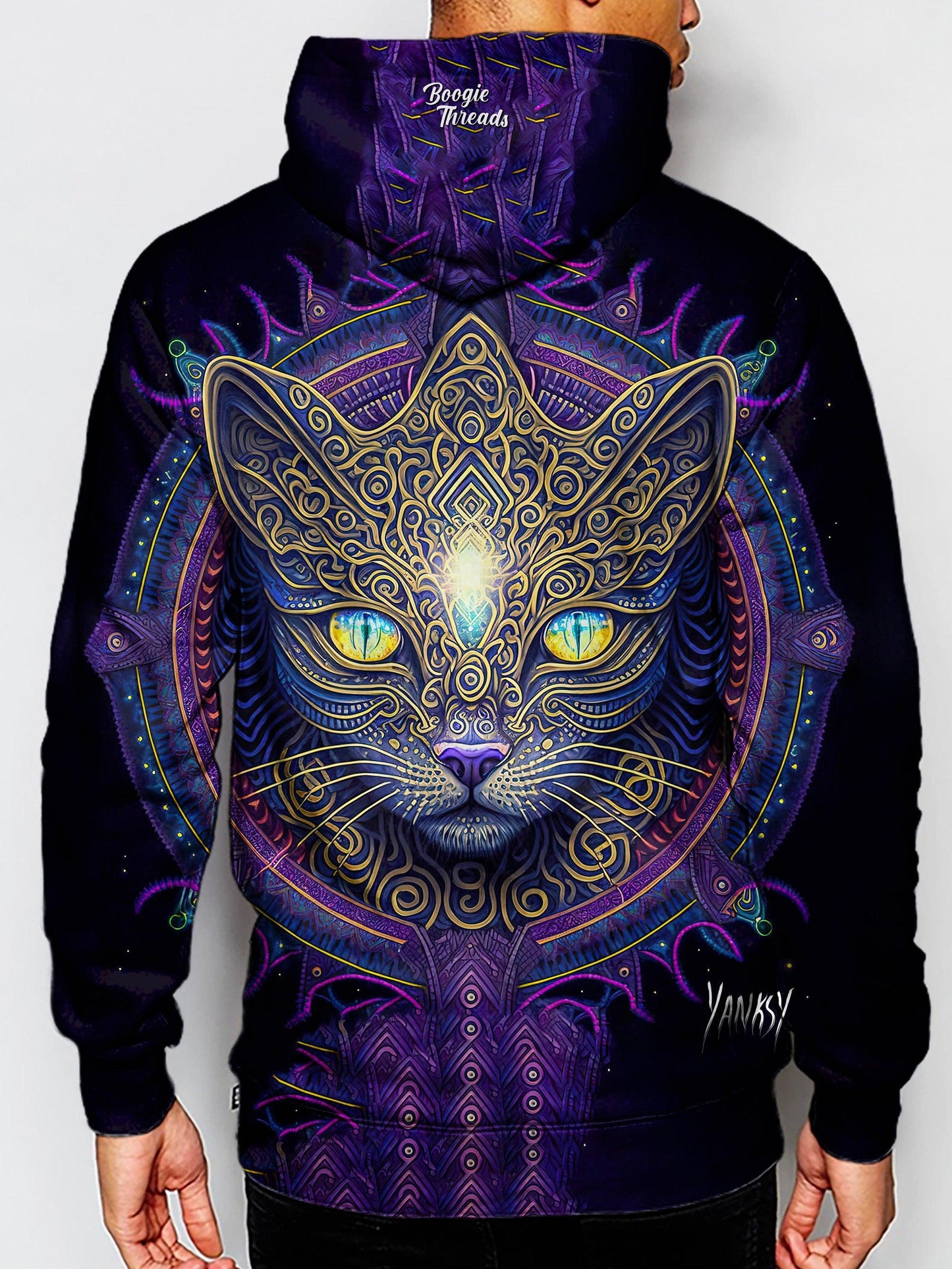 Get lost in the mesmerizing patterns and colors of this psychedelic sublimation pullover hoodie