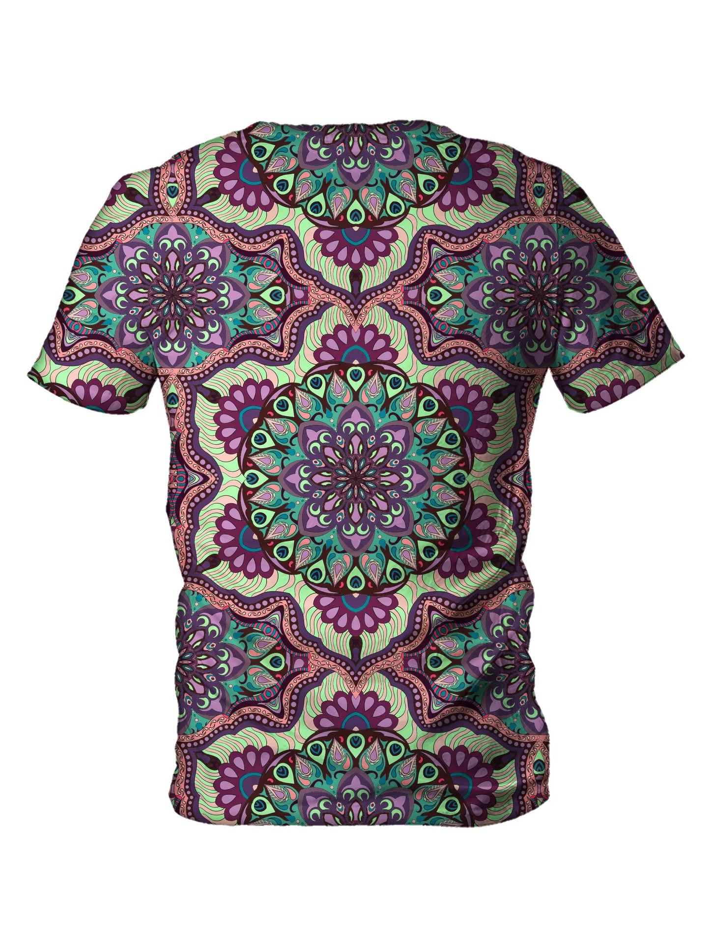 Back view of all over print psychedelic sacred geometry t shirt by Gratefully Dyed Apparel.