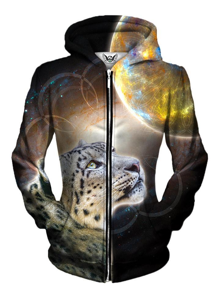 Beautiful Vivid Brown Space Leopard Zip Up