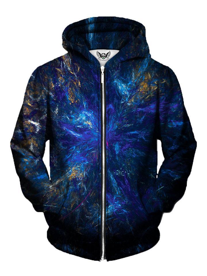 Deep Blue Trippy Zip Up Hoodie Front View