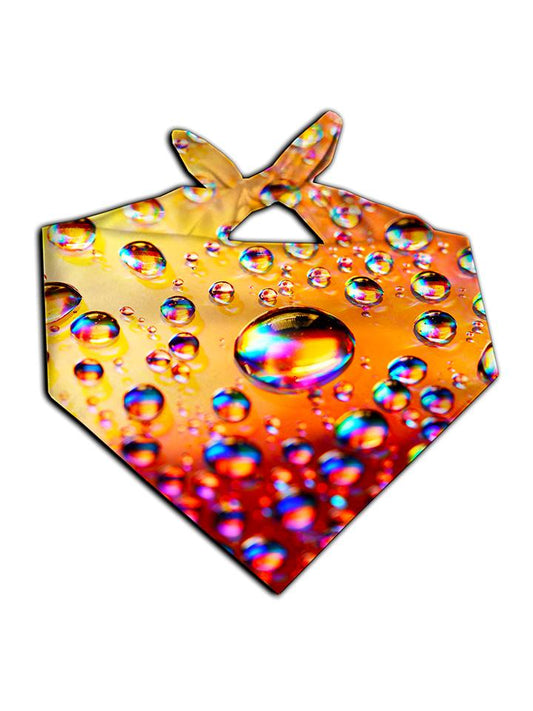 All over print rainbow bubble bandana by GratefullyDyed Apparel tied neck scarf view.