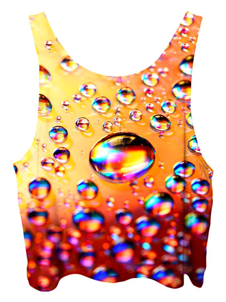 All over print psychedelic bubble cropped top by Gratefully Dyed Apparel back view.