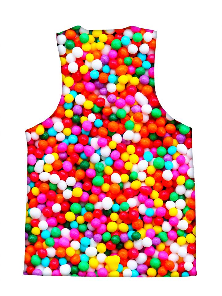Psychedelic all over print birthday foodie tank by GratefullyDyed Apparel back view.