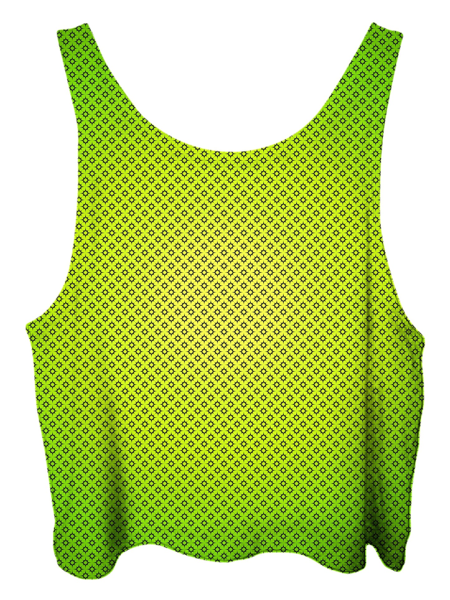 All over print psychedelic pattern cropped top by Gratefully Dyed Apparel back view.