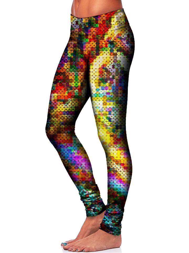Colorful Pixel Leggings Side View