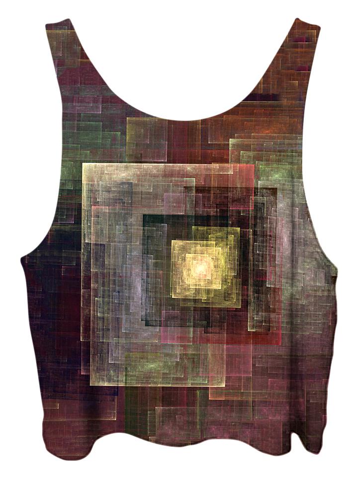 All over print psychedelic sacred geometry cropped top by Gratefully Dyed Apparel back view.