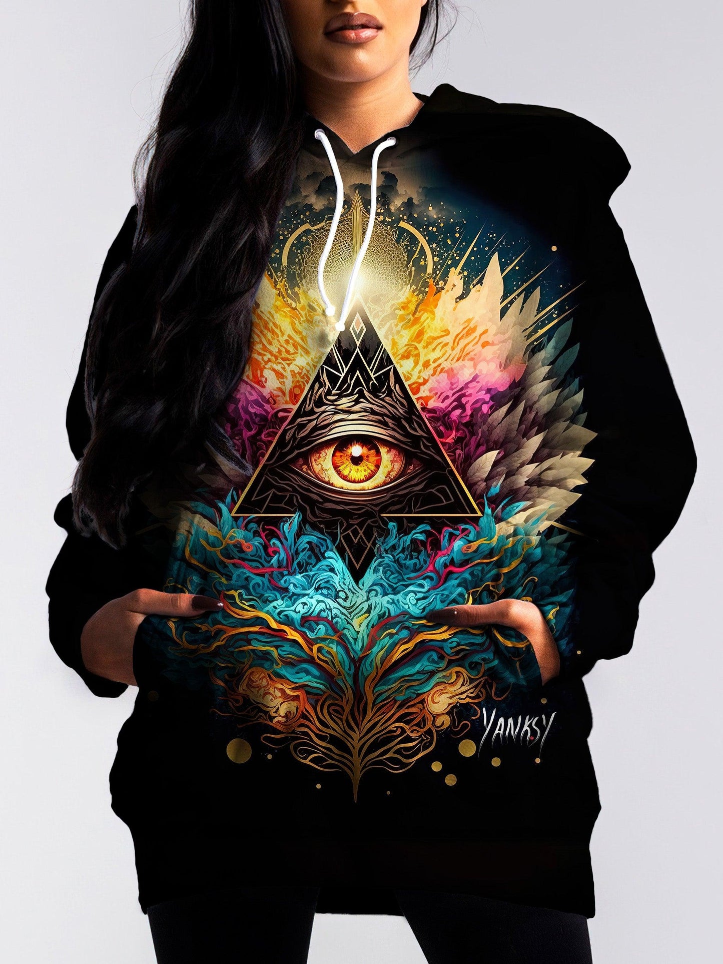 Stay warm and cozy at festivals and raves with this comfortable hoodie