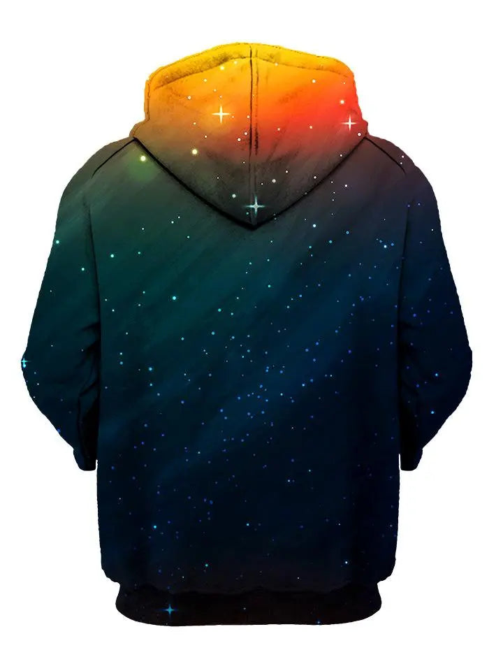 Starry setting sun all over print pullover hoodie back view