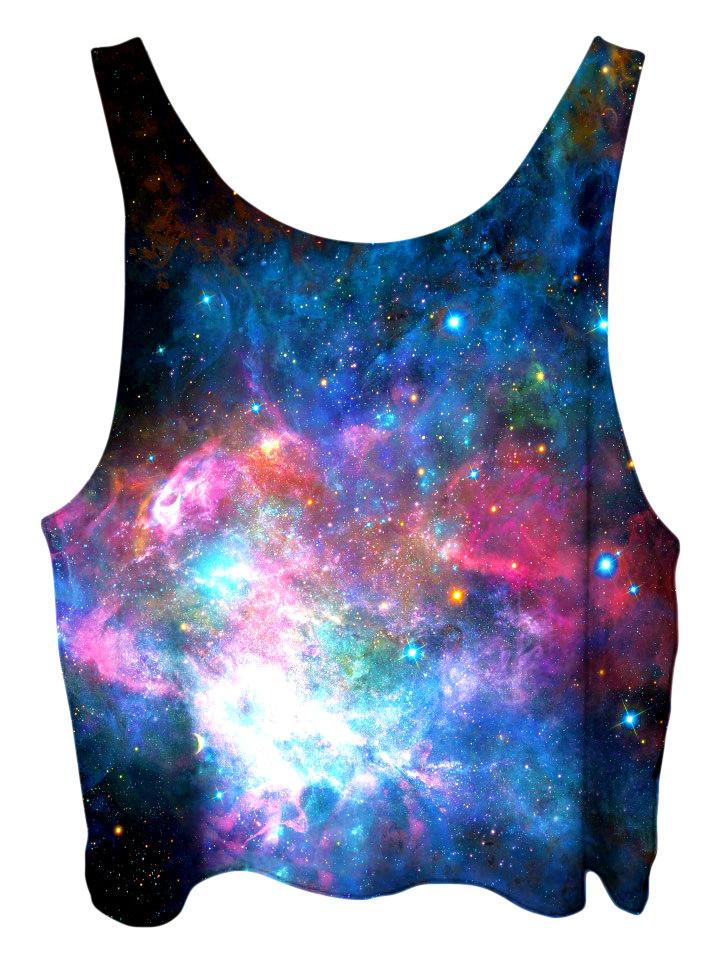 All over print psychedelic space cropped top by Gratefully Dyed Apparel back view.