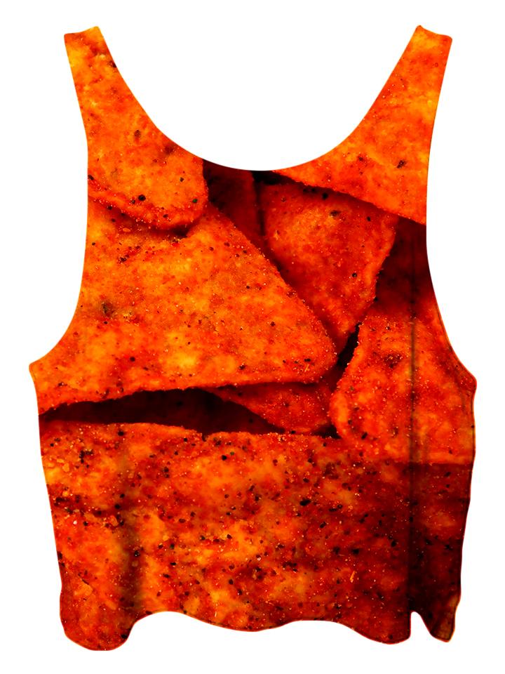 All over print psychedelic foodie cropped top by Gratefully Dyed Apparel back view.