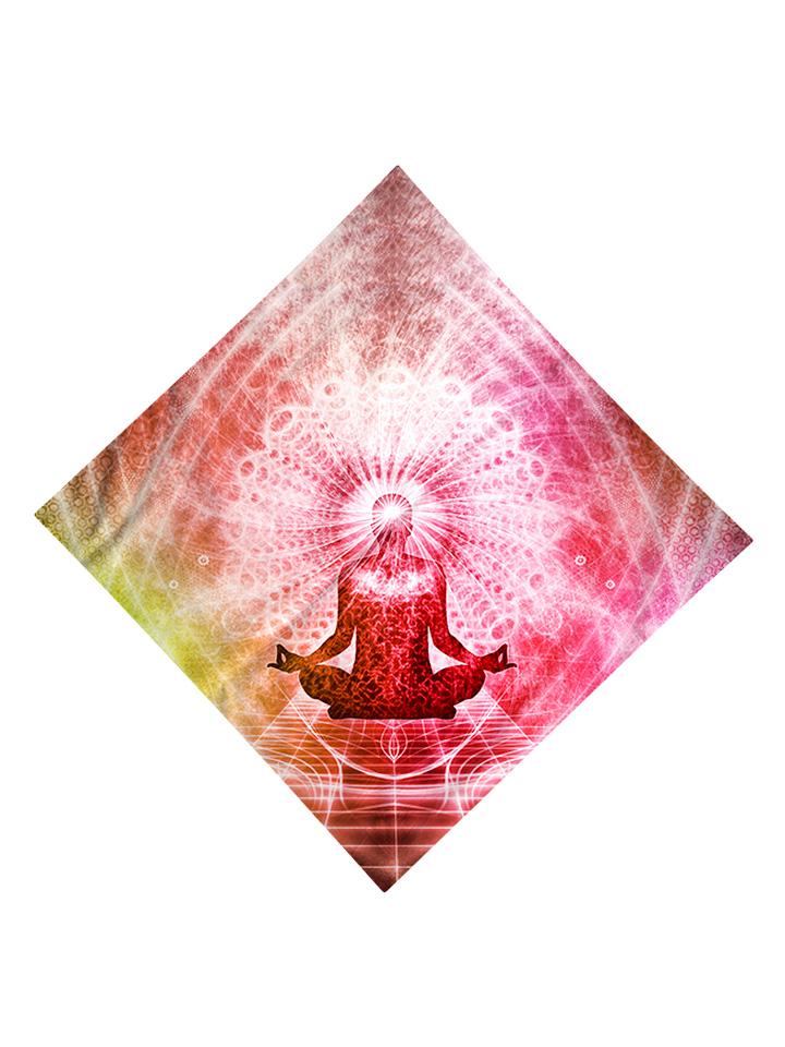 Trippy Gratefully Dyed Apparel rainbow visionary art bandana flat view.