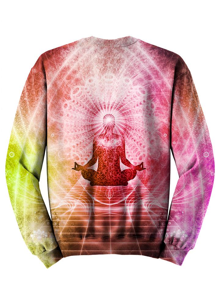 Back view of psychedelic visionary art pullover sweat shirt. 
