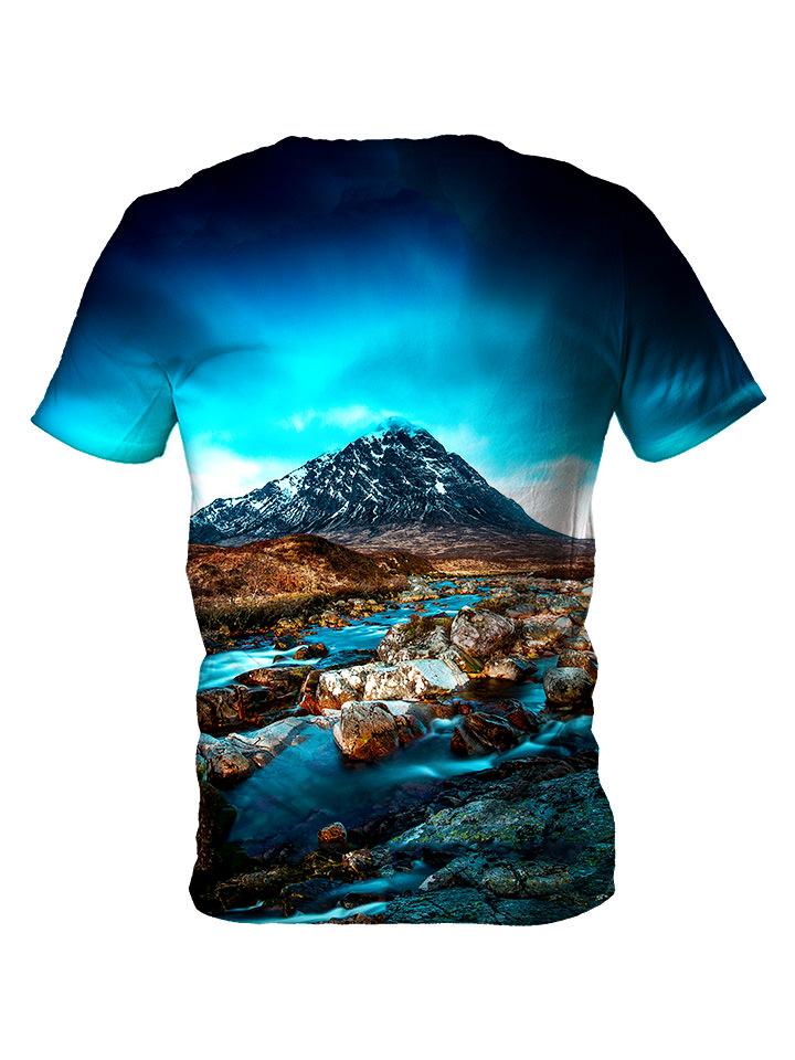 Back view of all over print psychedelic nature t shirt by Gratefully Dyed Apparel.