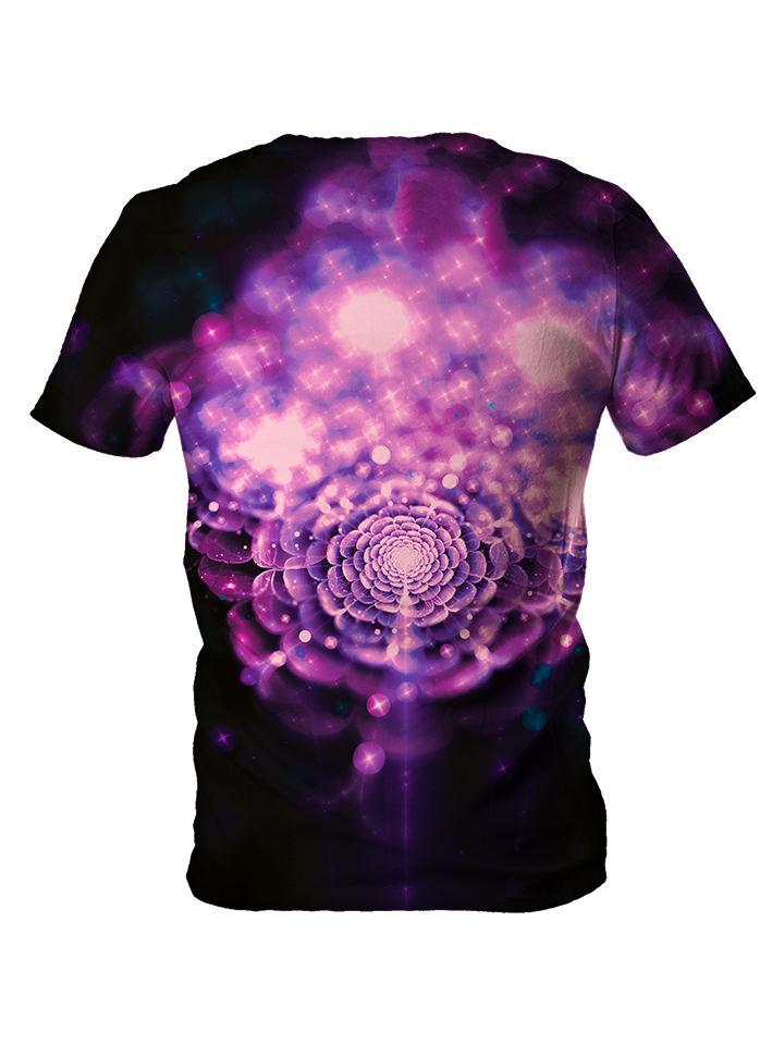 Back view of all over print psychedelic floral space t shirt by Gratefully Dyed Apparel.
