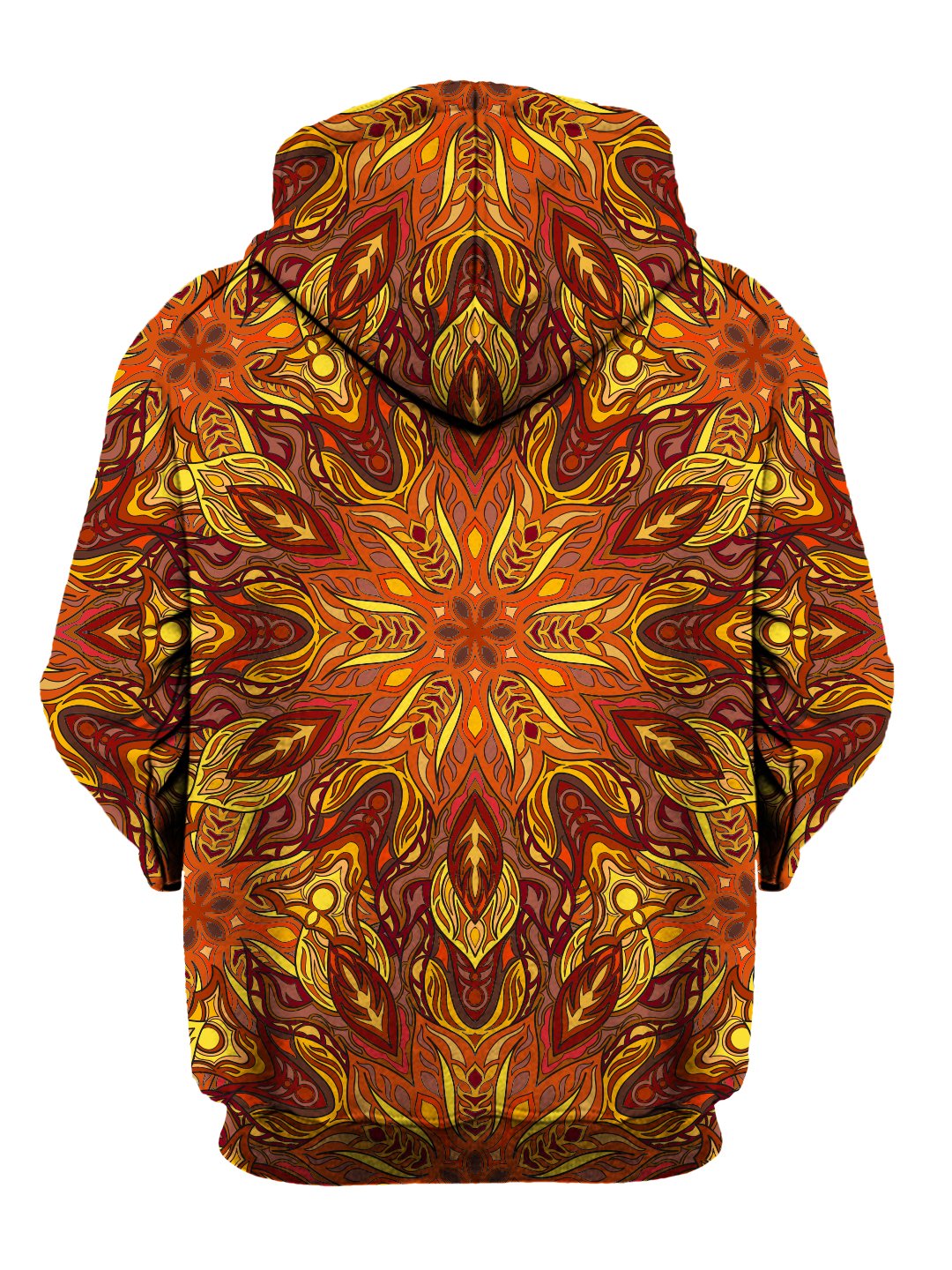 Back view of all over print psychedelic sacred geometry hoody by Gratefully Dyed Apparel.