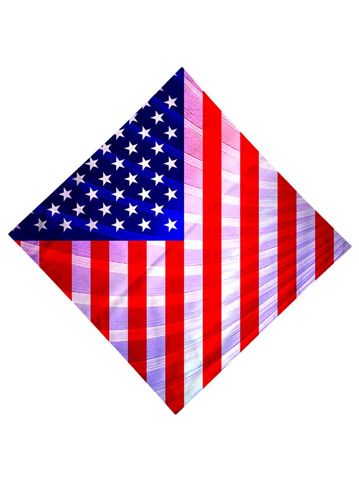 Trippy Gratefully Dyed Apparel red, white & blue american flag fractal bandana flat view.