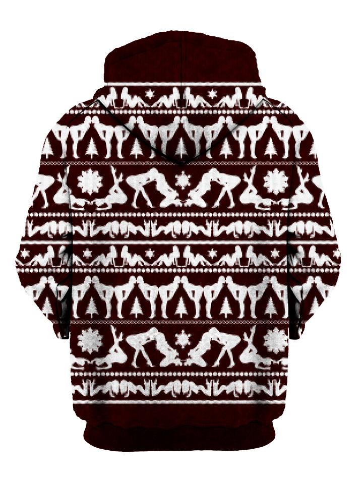 Naughty Maroon Christmas Pullover Hoodie Back View