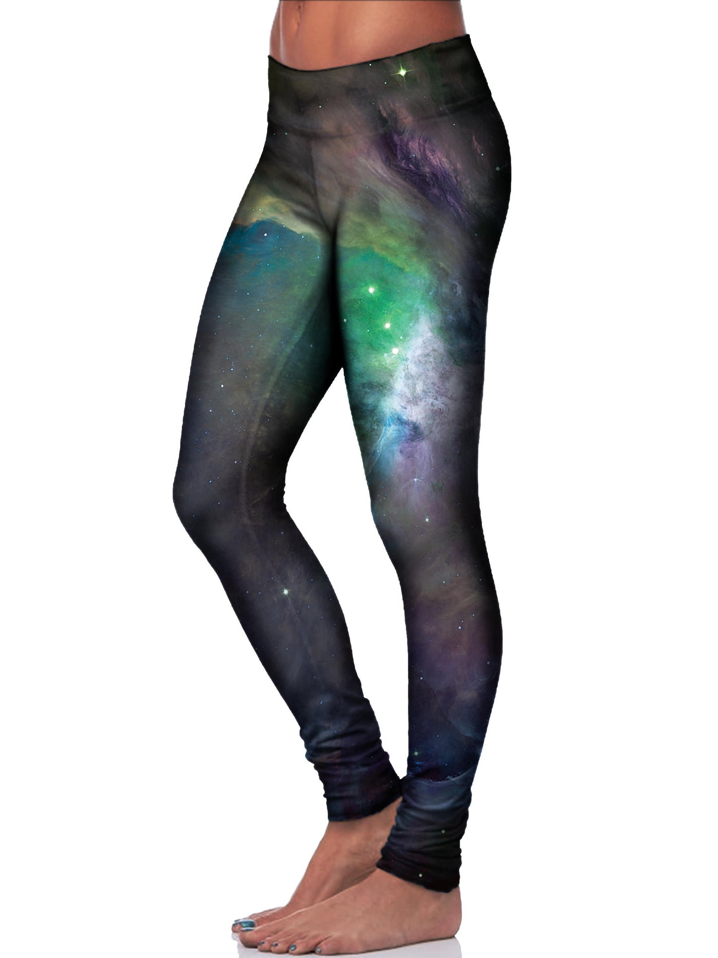 Galactic Green Galaxy Space Leggings - GratefullyDyed - 2