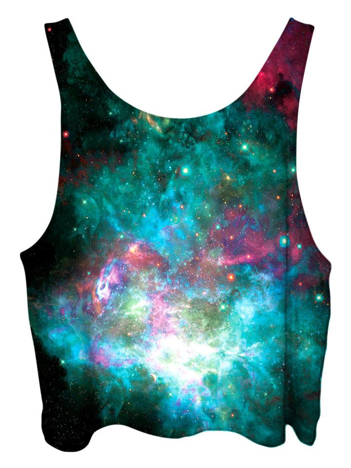 All over print psychedelic space cropped top by Gratefully Dyed Apparel back view.