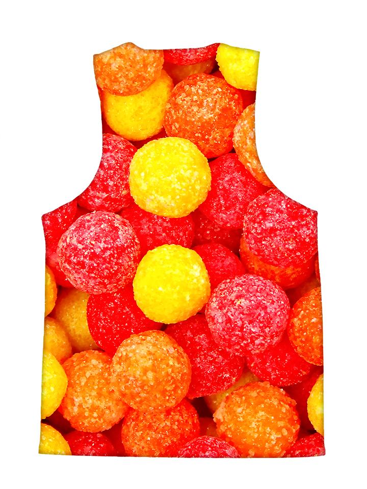 Psychedelic all over print foodie tank by GratefullyDyed Apparel back view.