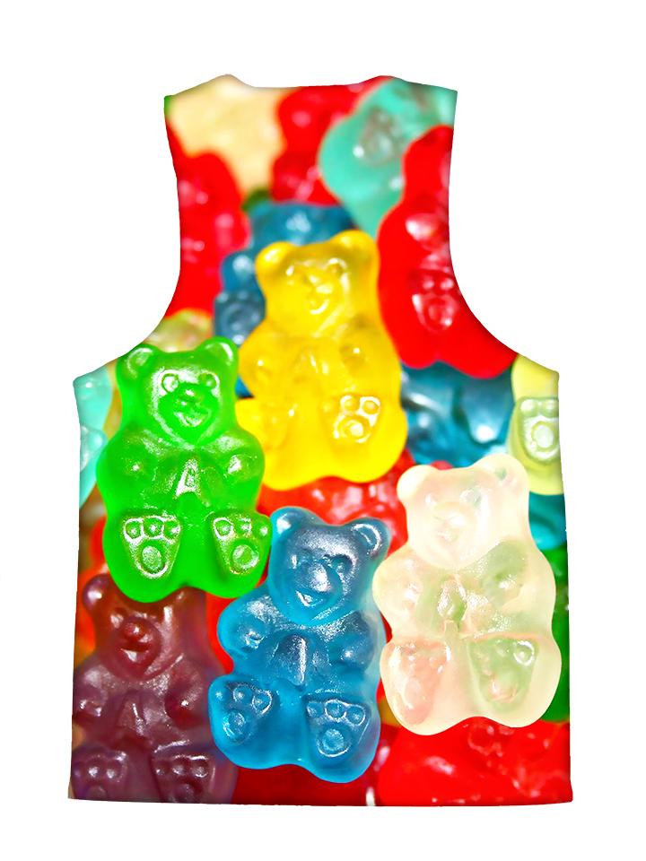 Psychedelic all over print foodie tank by GratefullyDyed Apparel back view.