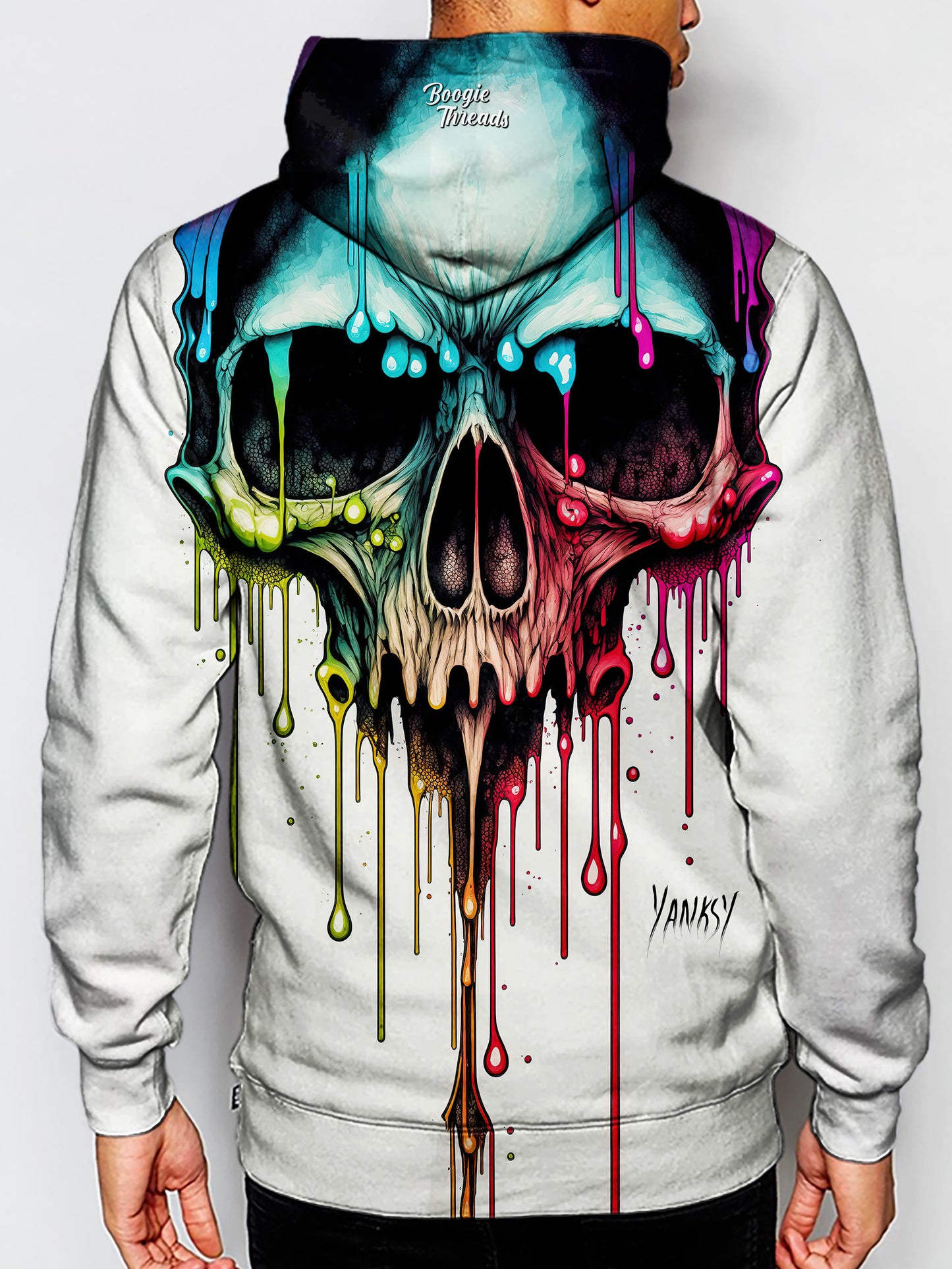 Get lost in the mesmerizing patterns and colors of this psychedelic sublimation pullover hoodie