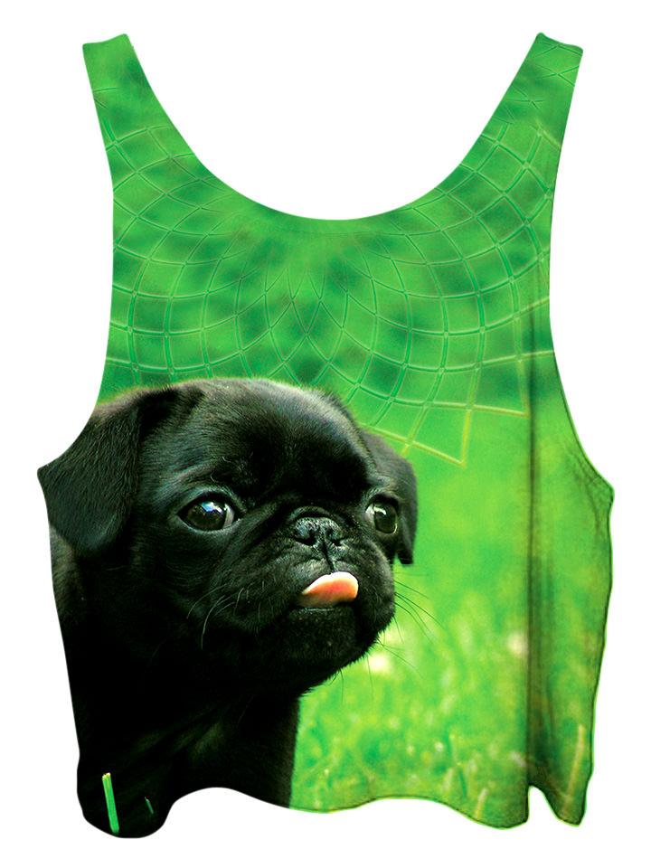 All over print psychedelic sacred geometry animal cropped top by Gratefully Dyed Apparel back view.