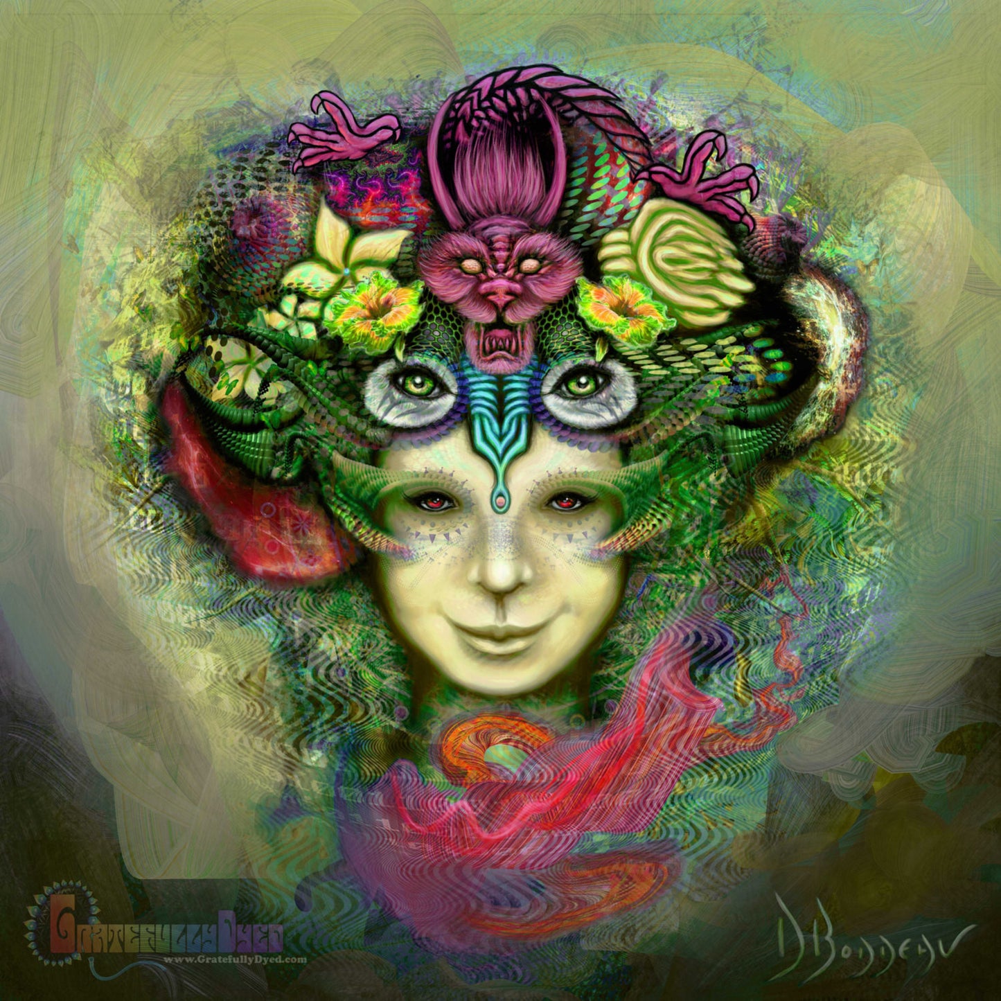 Psychedelic Artwork - Visionary Art - Digital Painting Print - Trippy Artwork - Custom Portraits - GratefullyDyed