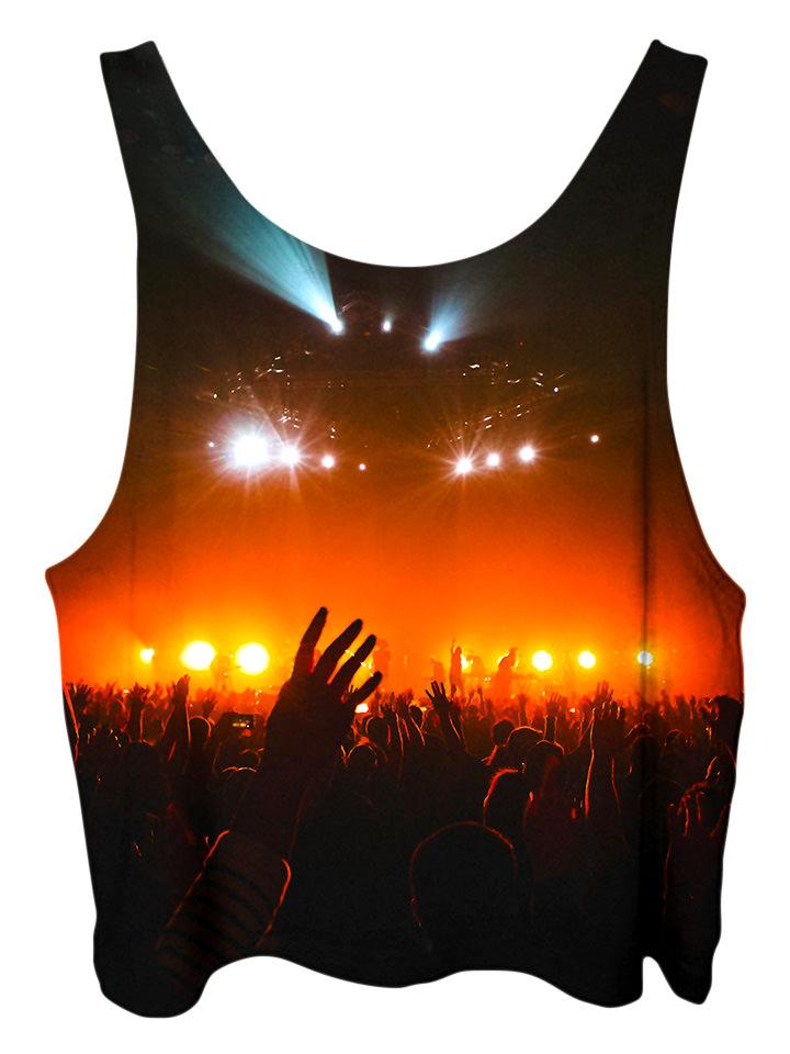 All over print psychedelic moments to share cropped top by Gratefully Dyed Apparel back view.