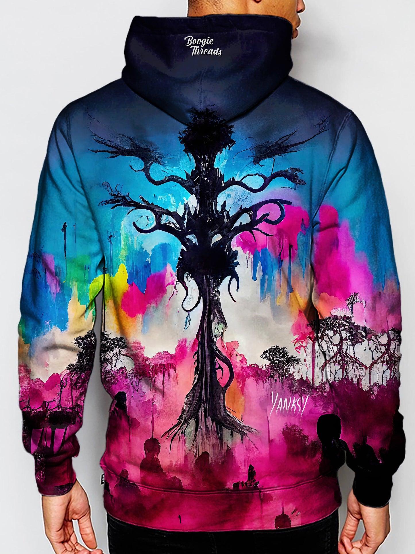 Get lost in the mesmerizing patterns and colors of this psychedelic sublimation pullover hoodie