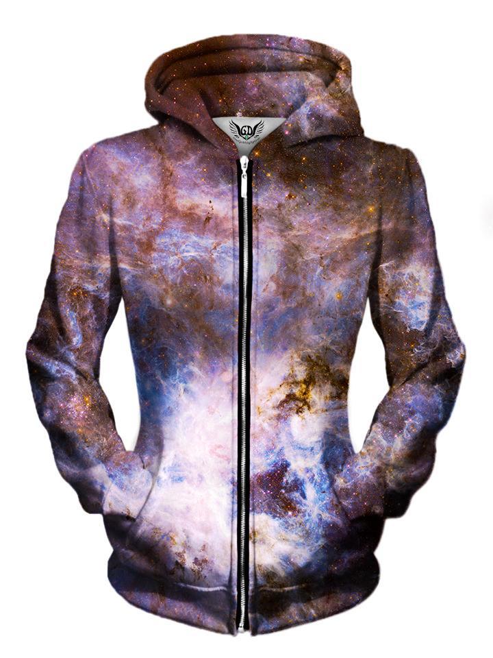 Light Brown And Blue Space Zip Up Hoodie