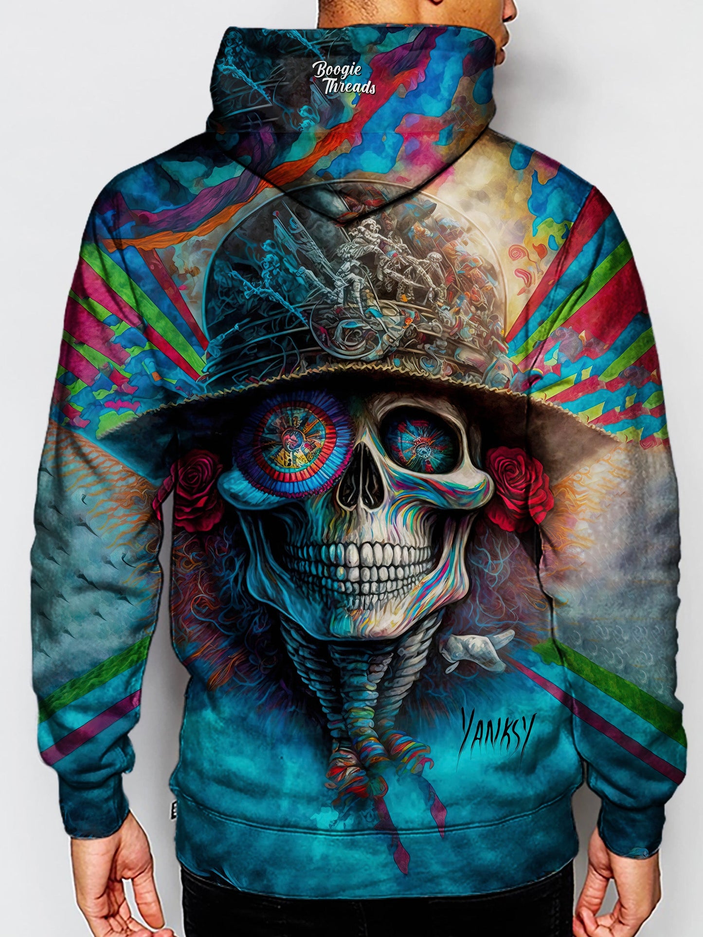 Make a splash with this bright and colorful hoodie