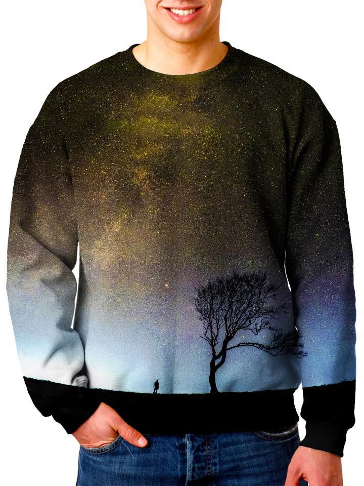 Model In Galaxy Stars Sweater Front View