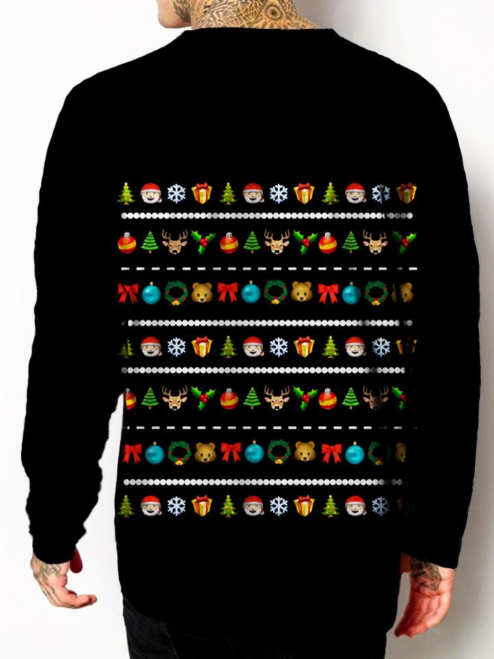 Model In Emoji Holiday Long Sleeve Back View