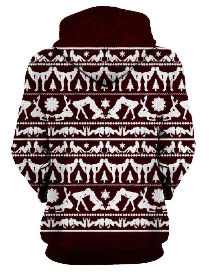 Naughty Maroon Christmas Pullover Hoodie Womens Back View