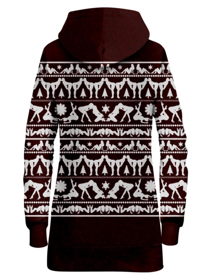 Maroon Naughty Christmas Hoodie Dress Back View