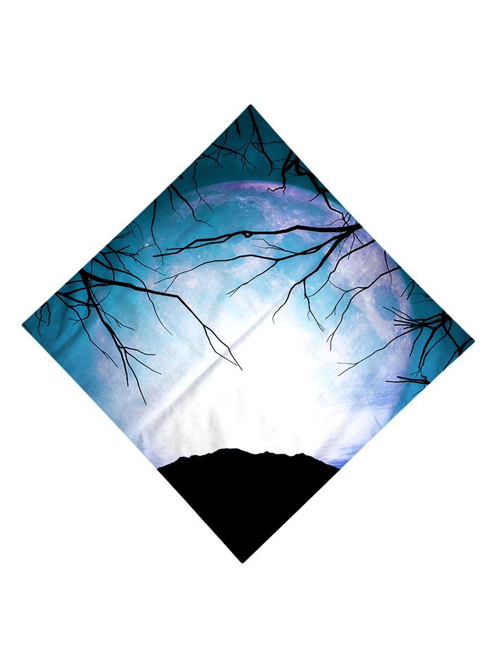 Trippy Gratefully Dyed Apparel blue, white & black forest galaxy bandana flat view.