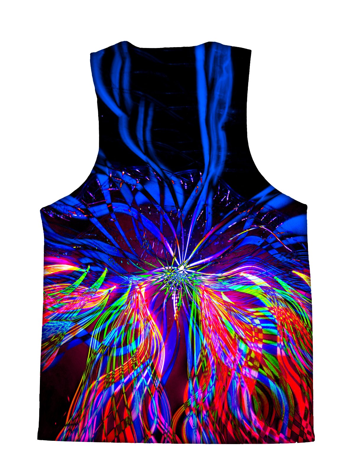 Psychedelic all over print sacred geometry tank by GratefullyDyed Apparel back view.