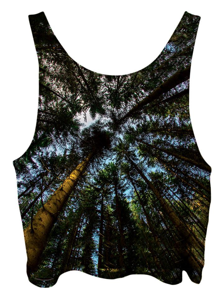 All over print psychedelic nature cropped top by Gratefully Dyed Apparel back view.