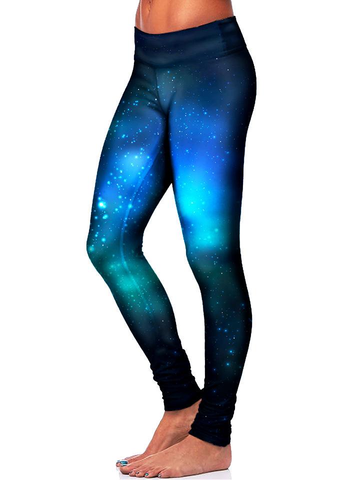 Deep Blue Space Leggings Side View