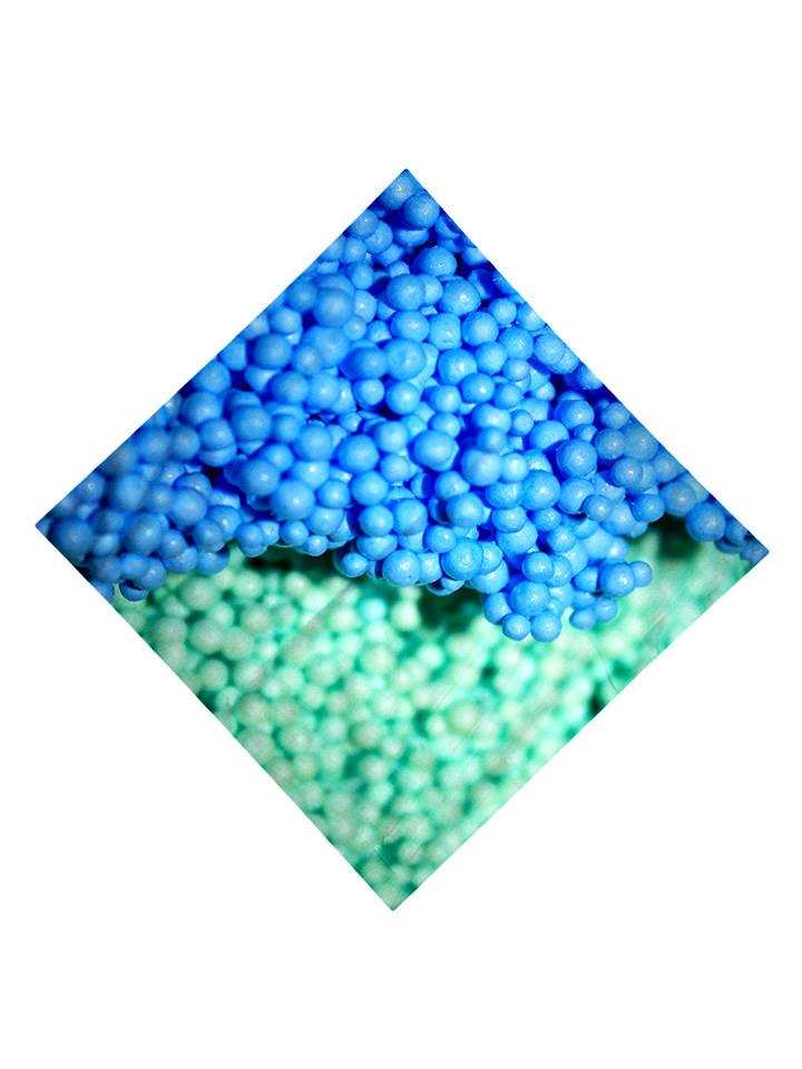 Blue and teal dipping dots printed bandana flat view