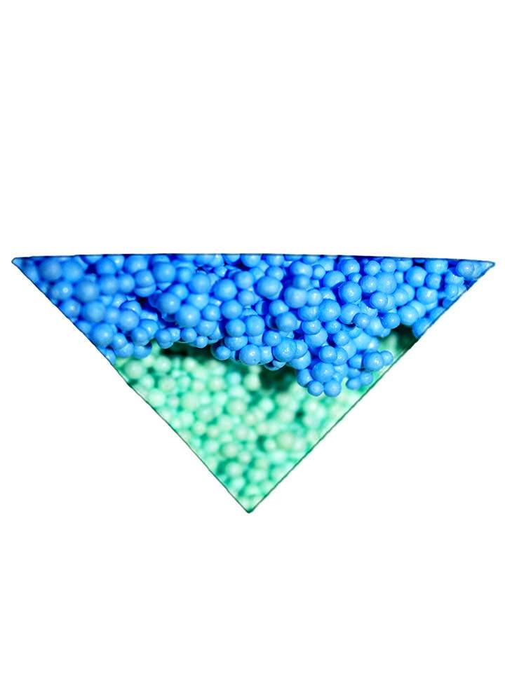Blue and teal dipping dots printed bandana folded