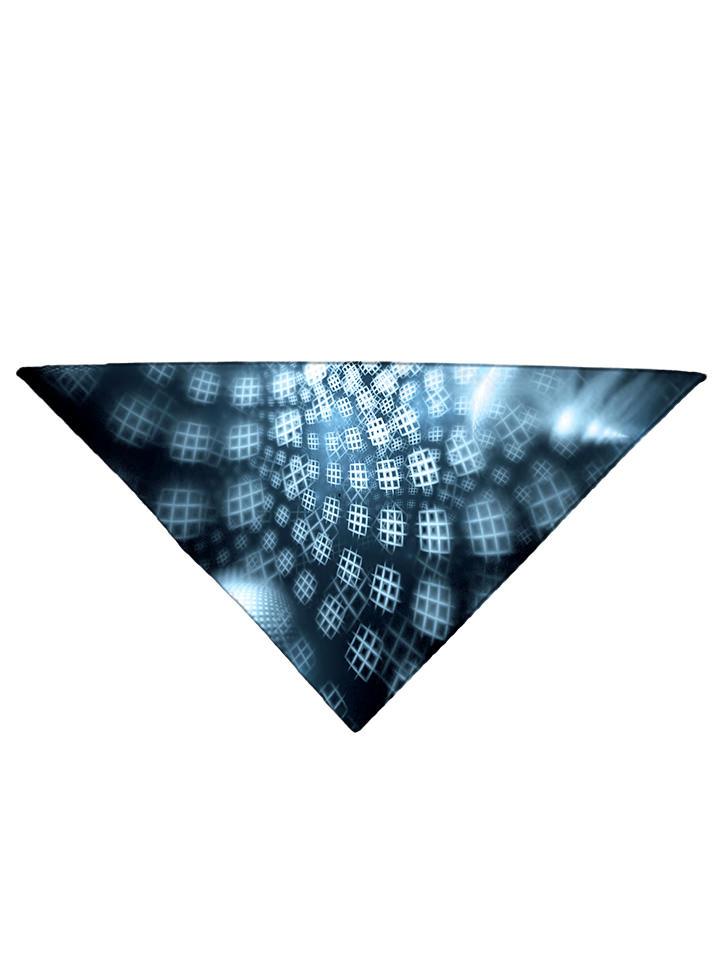 Black and blue honeycomb all over printed bandana folded