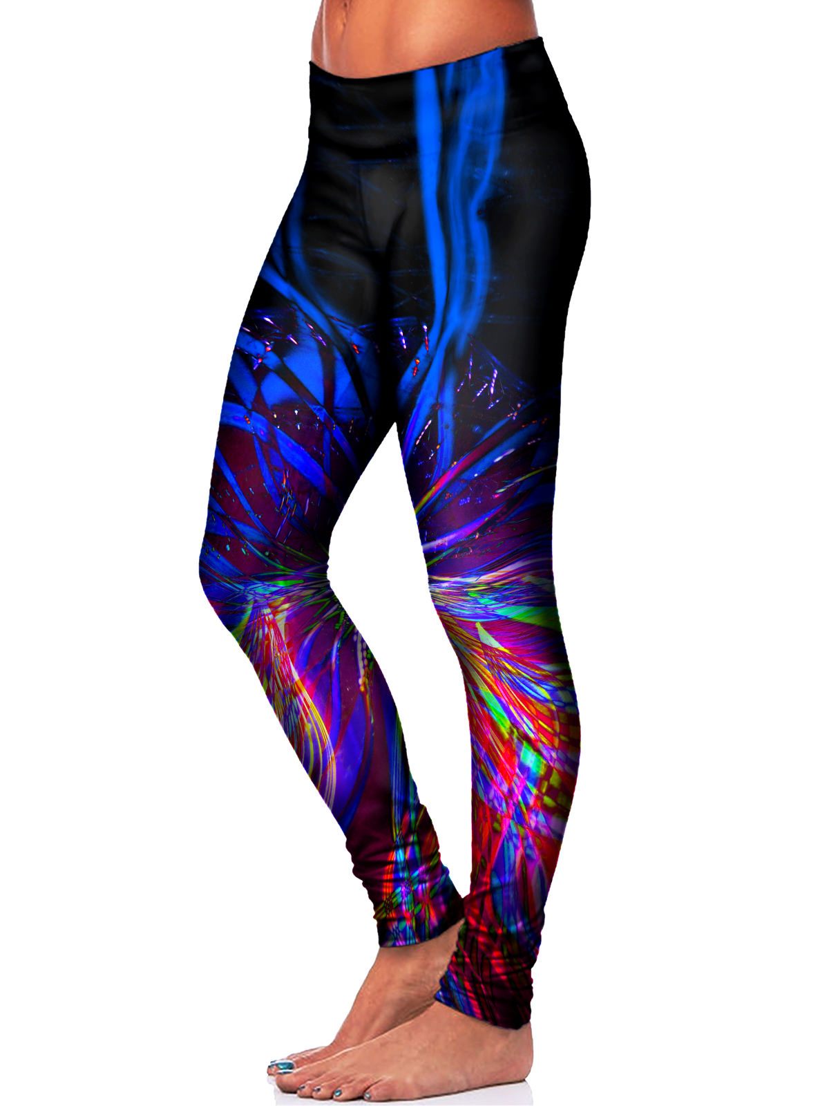 Trippy Neon Colors Leggings Side View