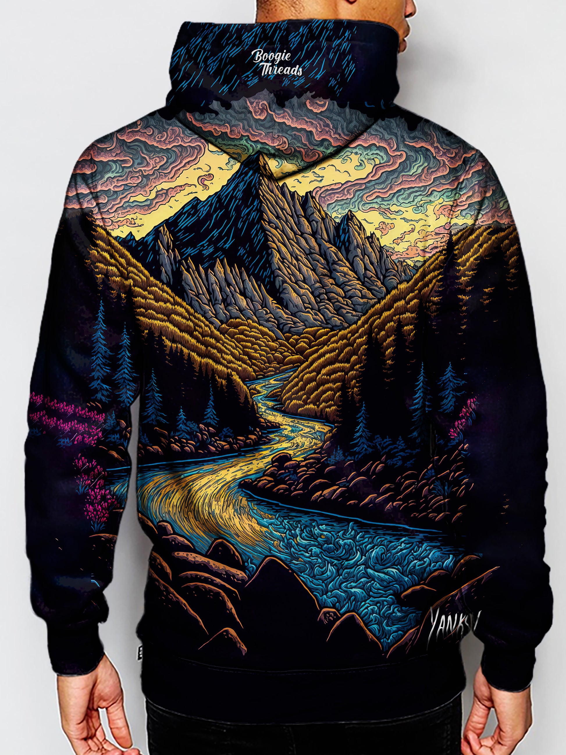 Stay comfortable and fashionable all night long at your next festival or rave with this cozy hoodie